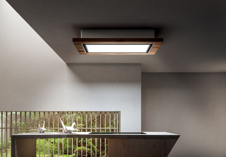 Elica Lullaby 120cm Ceiling Hood (Ducting) - Natural Wood