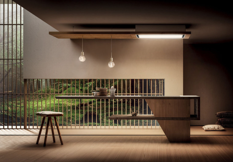 Elica Lullaby 120cm Ceiling Hood (Ducting) - Natural Wood