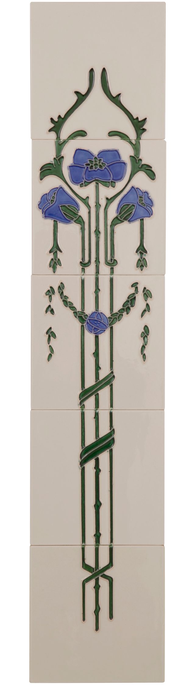 Set of 10 Blue Flower On Bone Tiles