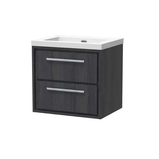 600mm Wall Hung 2-Drawer Unit & Basin Set  0 Tap Hole (Drawer, Unit or Set)