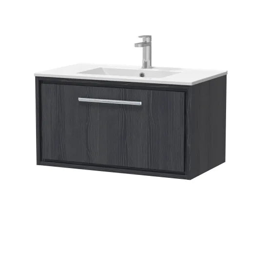 800mm Wall Hung Single Drawer Unit Set & Basin 1 Tap Hole (Drawer, Unit or Set)
