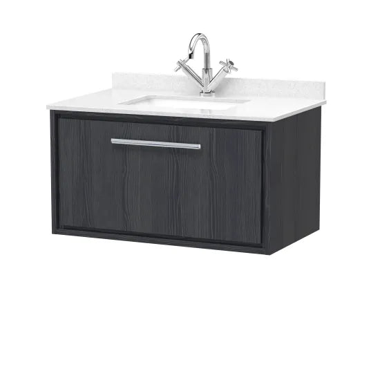 800mm Wall Hung Single Drawer Unit & Marble Worktop w Basin(Drawer, Unit or Set)