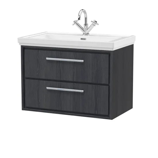 800mm Wall Hung 2-Drawer Unit & Basin Set 1 Tap Hole(Drawer Unit, Basi ...