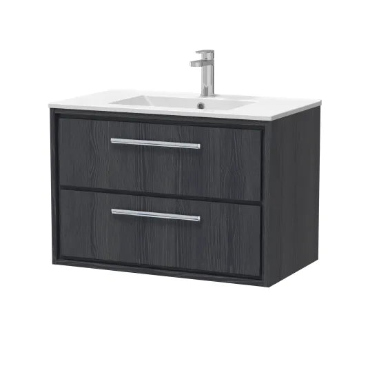 800mm Wall Hung 2-Drawer Unit & Basin Set 1 Tap Hole (Drawer, Unit or Set)
