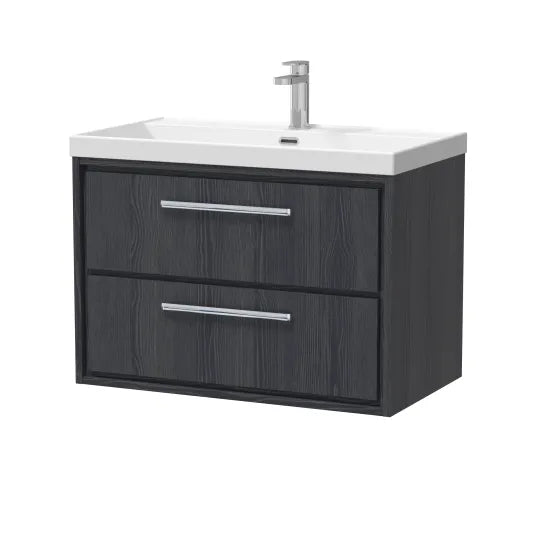 800mm Wall Hung 2-Drawer Unit & Basin Set 1 Tap Hole (Drawer, Unit or Set)