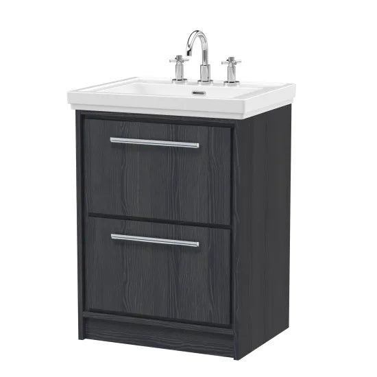 600mm Floor Standing  2-Drawer Unit & Basin Set  3 Tap Hole (Drawer, Unit or Set)