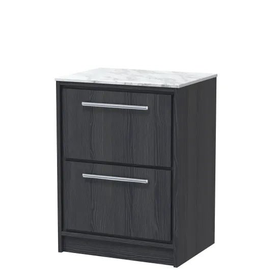 600mm Floor Standing 2-Drawer Unit & Marble Worktop (Drawer Unit, Basi ...