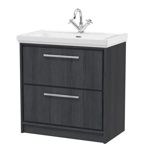 800mm Floor Standing 2-Drawer Unit & Basin Set 1 Tap Hole (Drawer, Unit or Set)