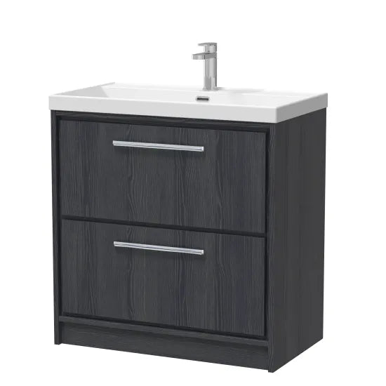 800mm Floor Standing 2-Drawer Unit & Basin Set 1 Tap Hole (Drawer, Unit or Set)