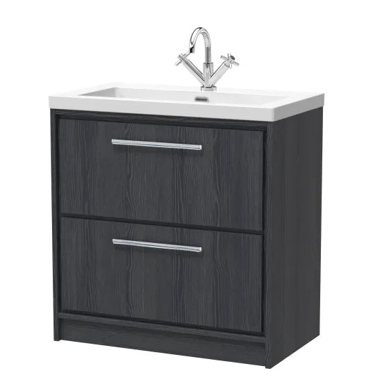 800mm Floor Standing 2-Drawer Unit & Basin 1Tap Hole (Drawer Unit,Set)