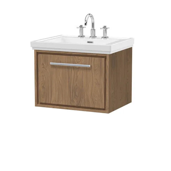 600mm Wall Hung Single Drawer Unit & Basin 3Tap Hole(Drawer Unit, Basi ...