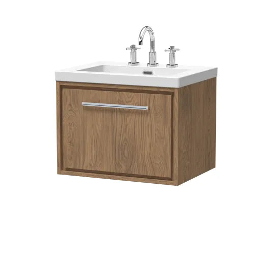 600mm Wall Hung Single Drawer Unit & Basin 3Tap Hole (Drawer Unit, Basin or Set)