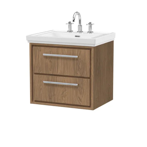 600mm Wall Hung 2-Drawer Unit & Basin Set 3 Tap Hole 