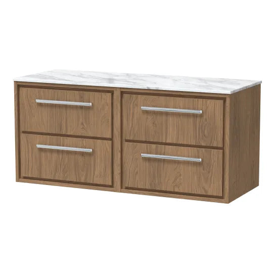 1200mm Wall Hung 4-Drawer Unit & Marble Worktop (Drawer Unit, Basin or Set)