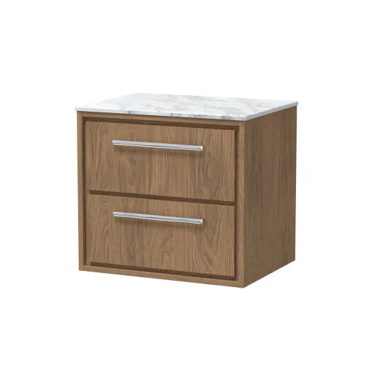 600mm Wall Hung 2-Drawer Unit & Marble Worktop (Drawer, Unit or Set)