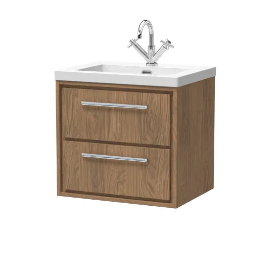 600mm Wall Hung 2-Drawer Unit & Basin Set  1 Tap Hole (Drawer, Unit or Set)