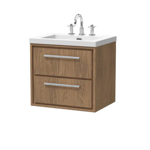 600mm Wall Hung 2-Drawer Unit & Basin 3Tap Hole (Drawer Unit, Basin or Set)
