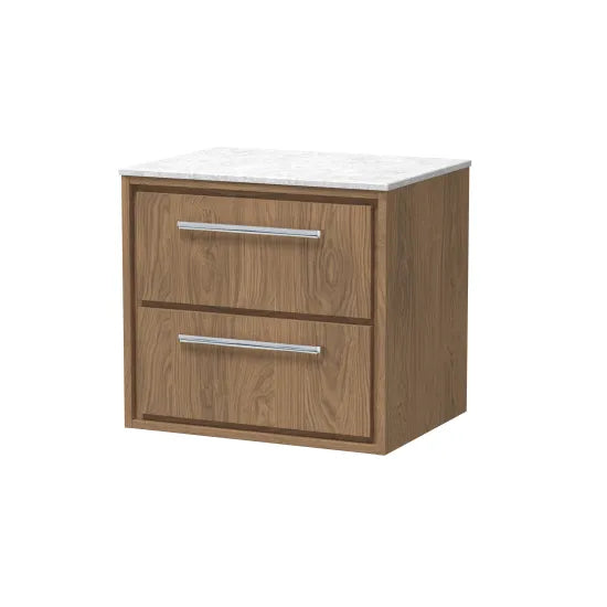 600mm Wall Hung 2-Drawer Unit & Marble Worktop (Drawer, Unit or Set)