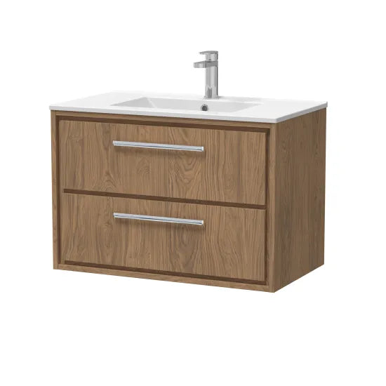 800mm Wall Hung 2-Drawer Unit & Basin Set 1 Tap Hole (Drawer, Unit or Set)