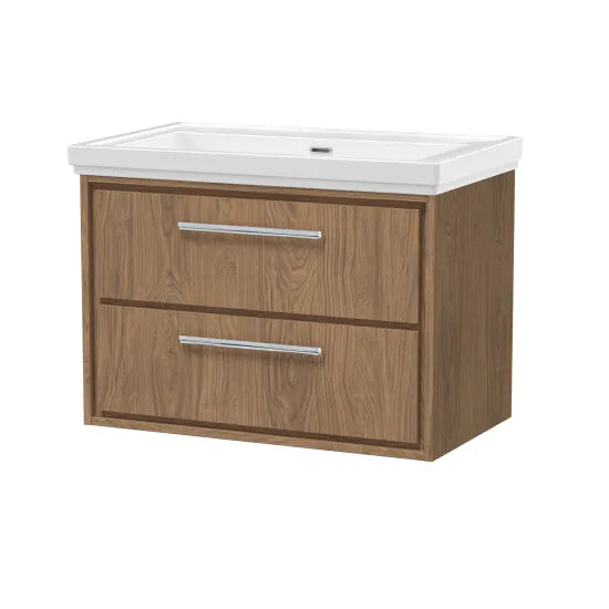 800mm Wall Hung 2-Drawer Unit & Basin Set 0 Tap Hole(Drawer Unit, Basi ...