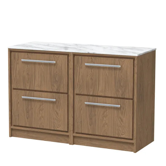 1200mm Floor Standing 4-Drawer Unit & Marble Worktop (Drawer Unit, Bas ...