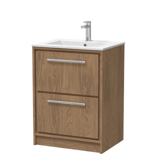 600mm Floor Standing 2-Drawer Unit & Basin Set 1 Tap Hole (Drawer Unit, Basin or Set)