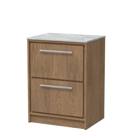 600mm Floor Standing 2-Drawer Unit & Marble Worktop (Drawer Unit, Basi ...