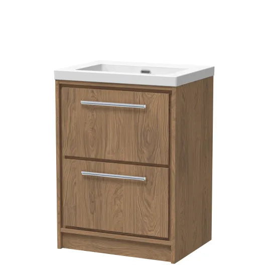 600mm Floor Standing 2-Drawer Unit & Basin Set  0 Tap Hole (Drawer, Unit or Set)