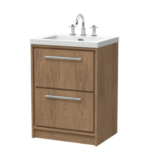 600mm Floor Standing 2-Drawer Unit & Basin 3Tap Hole (Drawer Unit, Basin or Set)