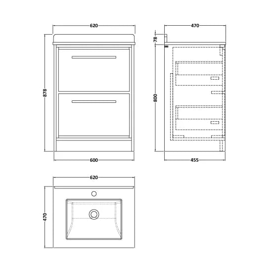 600mm Floor Standing 2-Drawer Unit (Drawer Unit or Set)