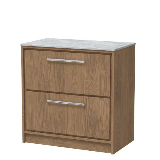 800mm Floor Standing 2-Drawer Unit & Marble Worktop (Drawer Unit, Basi ...