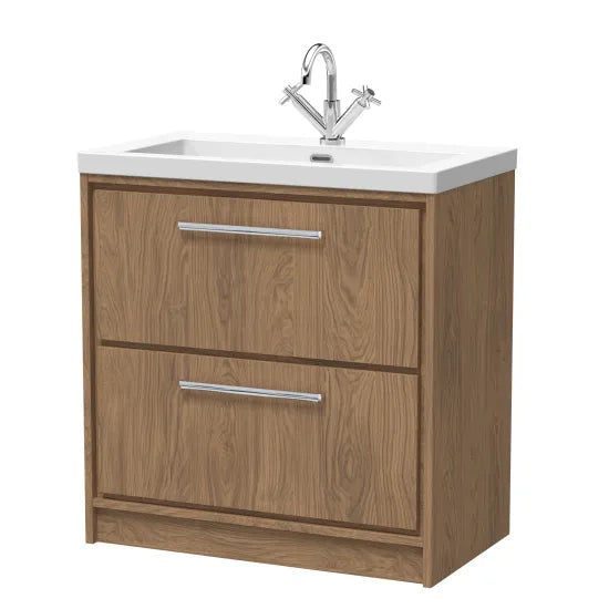 800mm Floor Standing 2-Drawer Unit & Basin 1Tap Hole(Drawer Unit,Set)