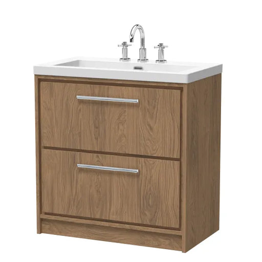 800mm Floor Standing 2-Drawer Unit & Basin 3Tap Hole (Drawer Unit,Set)