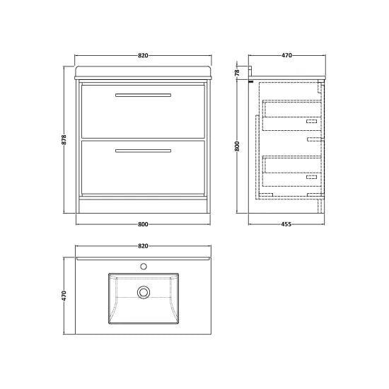 800mm Floor Standing 2-Drawer Unit (Drawer Unit or Set)