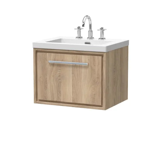 600mm Wall Hung Single Drawer Unit & Basin 3Tap Hole (Drawer Unit, Basin or Set)