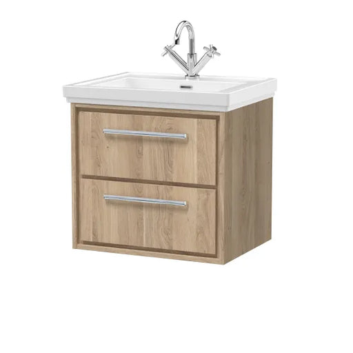 600mm Wall Hung 2-Drawer Unit & Basin Set 1 Tap Hole (Drawer, Unit or Set)