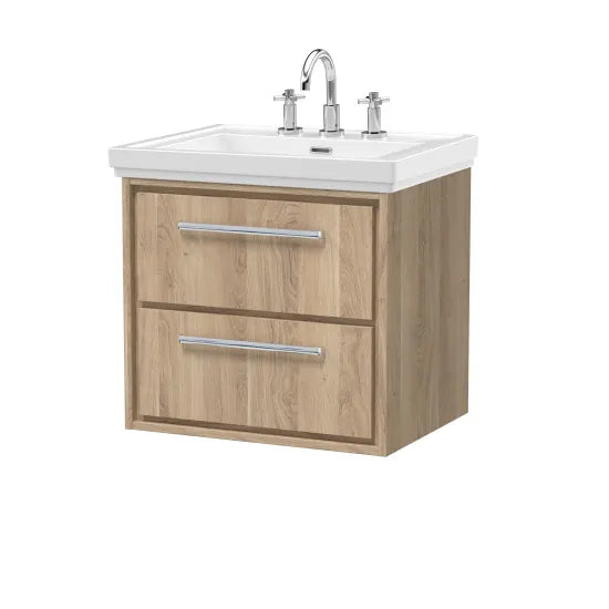 600mm Wall Hung 2-Drawer Unit & Basin Set 3 Tap Hole(Drawer Unit, Basi ...