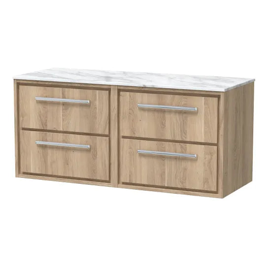 1200mm Wall Hung 4-Drawer Unit & Marble Worktop (Drawer Unit, Basin or Set)