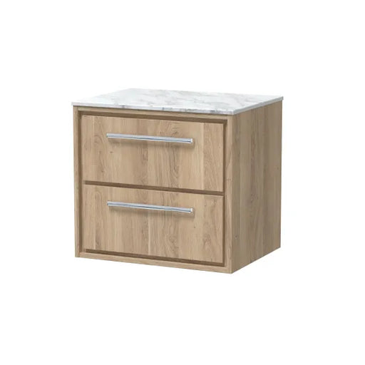 600mm  Wall Hung 2-Drawer Unit & Marble Worktop (Drawer, Unit or Set)