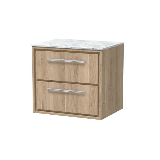 600mm  Wall Hung 2-Drawer Unit & Marble Worktop (Drawer, Unit or Set)