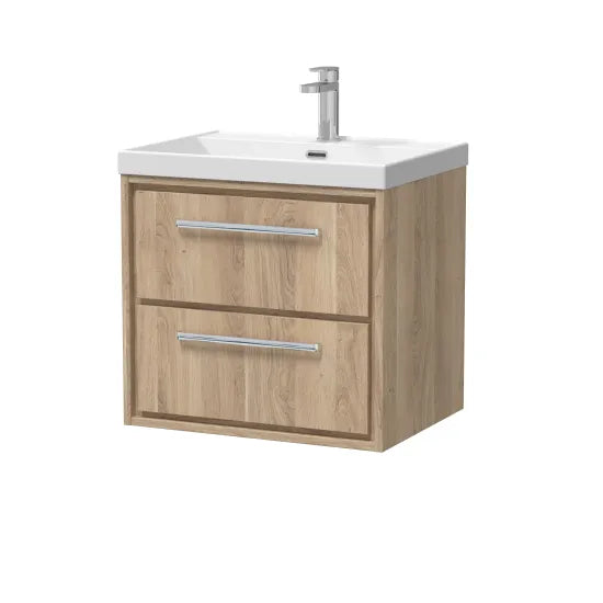 600mm Wall Hung 2-Drawer Unit & Basin Set 1 Tap Hole (Drawer, Unit or Set)
