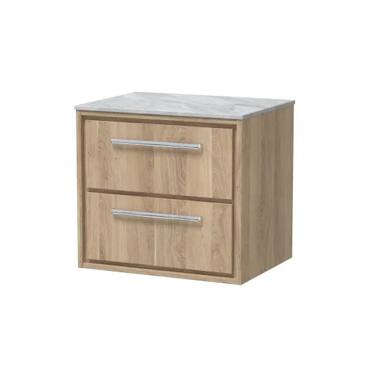 600mm Wall Hung 2-Drawer Unit & Marble Worktop (Drawer, Unit or Set)