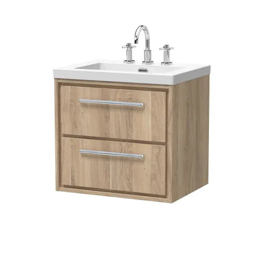 600mm Wall Hung 2-Drawer Unit & Basin 3 Tape hole (Drawer Unit, Basin or Set)