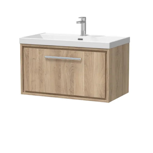 800mm Wall Hung Single Drawer Unit & Basin 1 Tap Hole (Drawer Unit,Set)