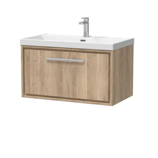 800mm Wall Hung Single Drawer Unit & Basin 1 Tap Hole (Drawer Unit,Set)