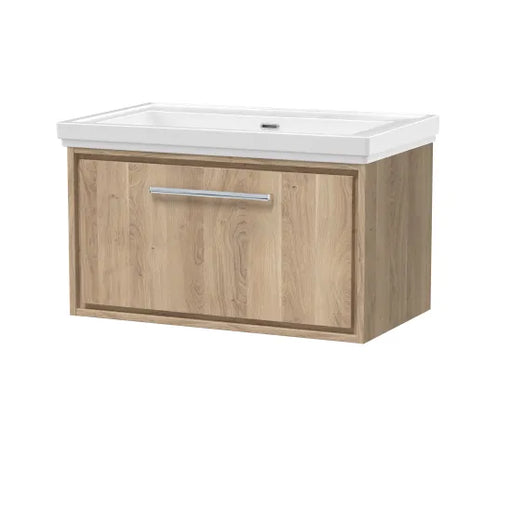 800mm Wall Hung Single Drawer Unit & Basin Set  0 Tap Hole (Drawer, Unit or Set)