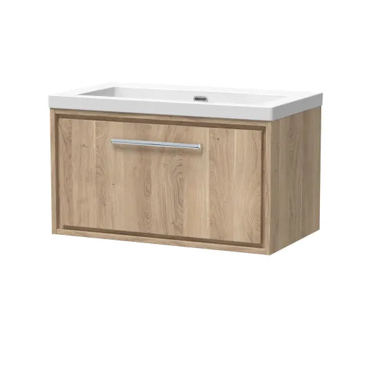 800mm Wall Hung Single Drawer Unit & Basin 0Tap Hole (Drawer Unit,Set)