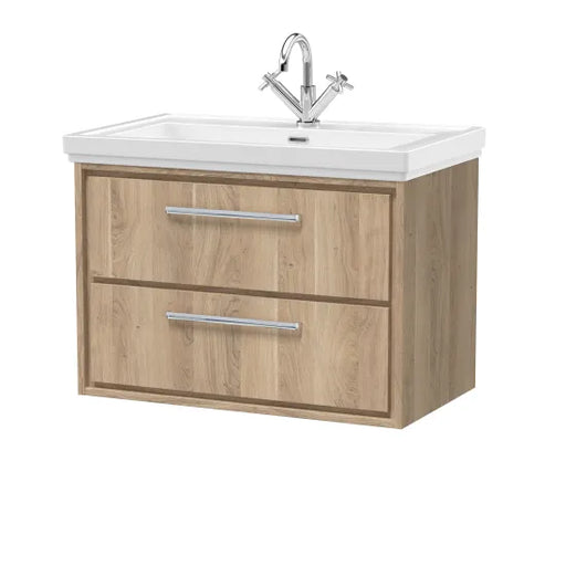 800mm Wall Hung 2-Drawer Unit & Basin Set 1Tap Hole (Drawer, Unit or Set)