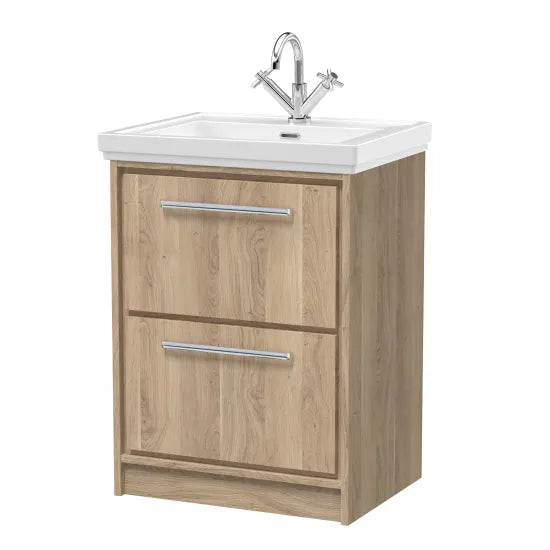 600mm Floor Standing 2-Drawer Unit & Basin Set 1 Tap Hole (Drawer Unit,Set)