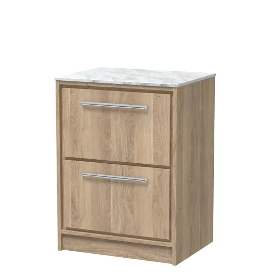 600mm Floor Standing 2-Drawer Unit & Marble Worktop (Drawer Unit, Basi ...